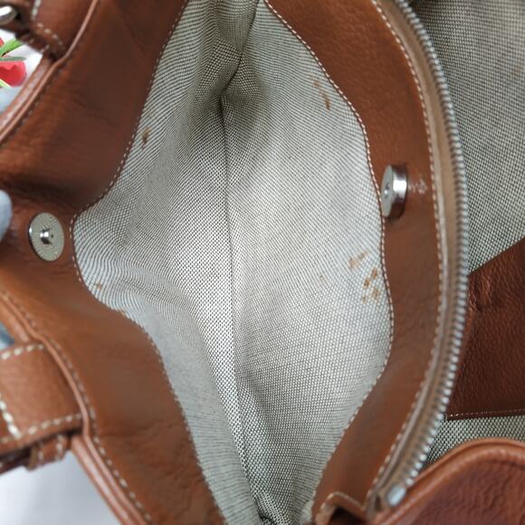 Dooney & Bourke Brown Pebbled Leather Carryall Top Handle Satchel Bag - Picture 15 of 16